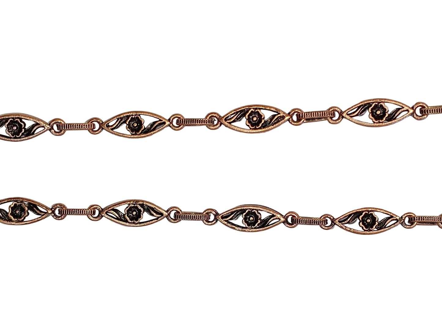 1m Copper Fancy Link Chain With Roses