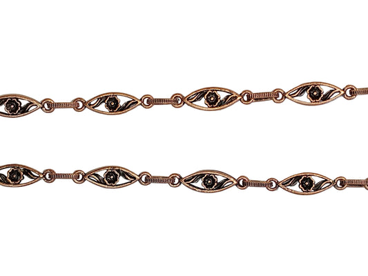 1m Copper Fancy Link Chain With Roses