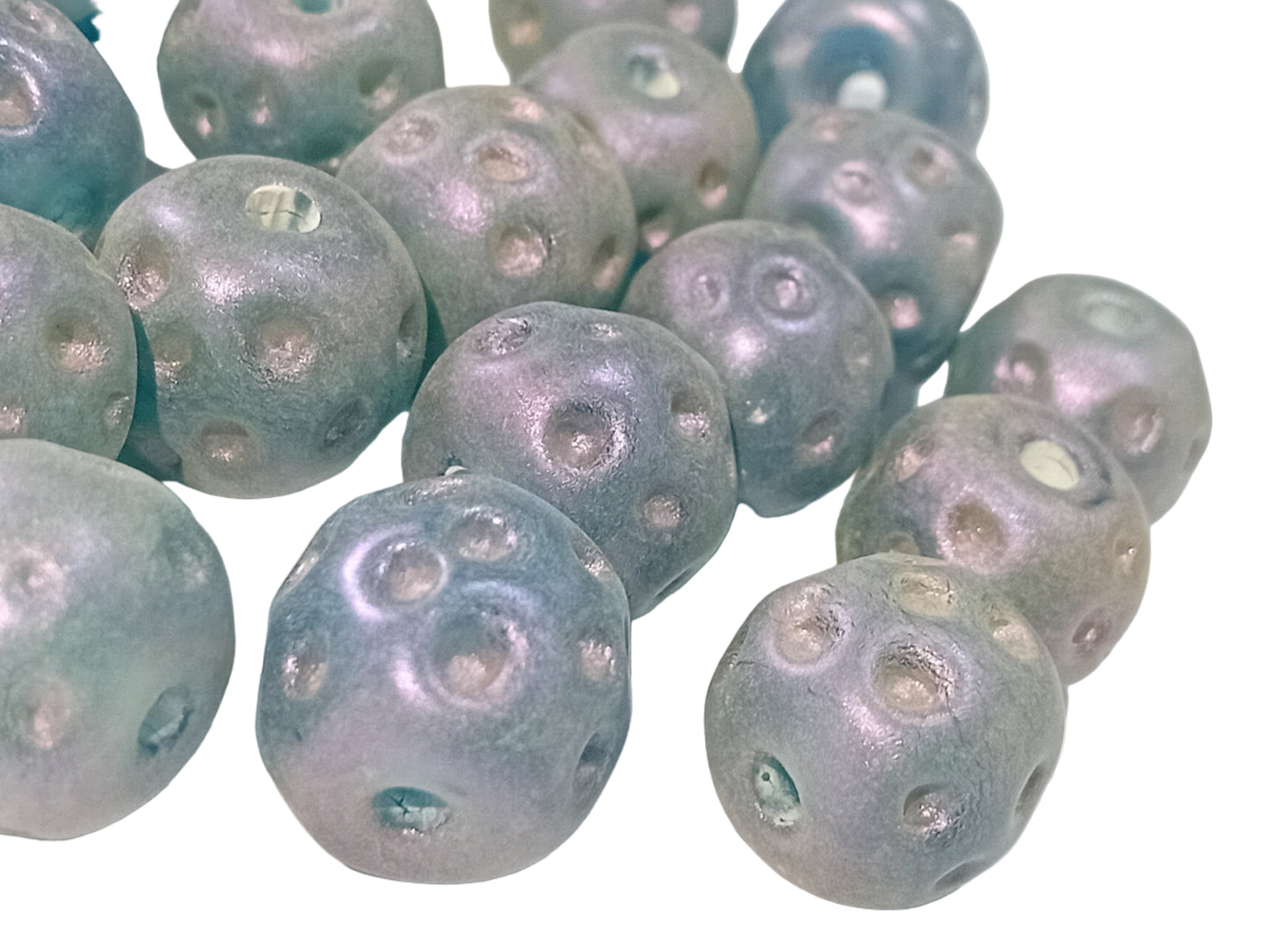 20pc Blue & Purple Metallic baroque Glass Beads