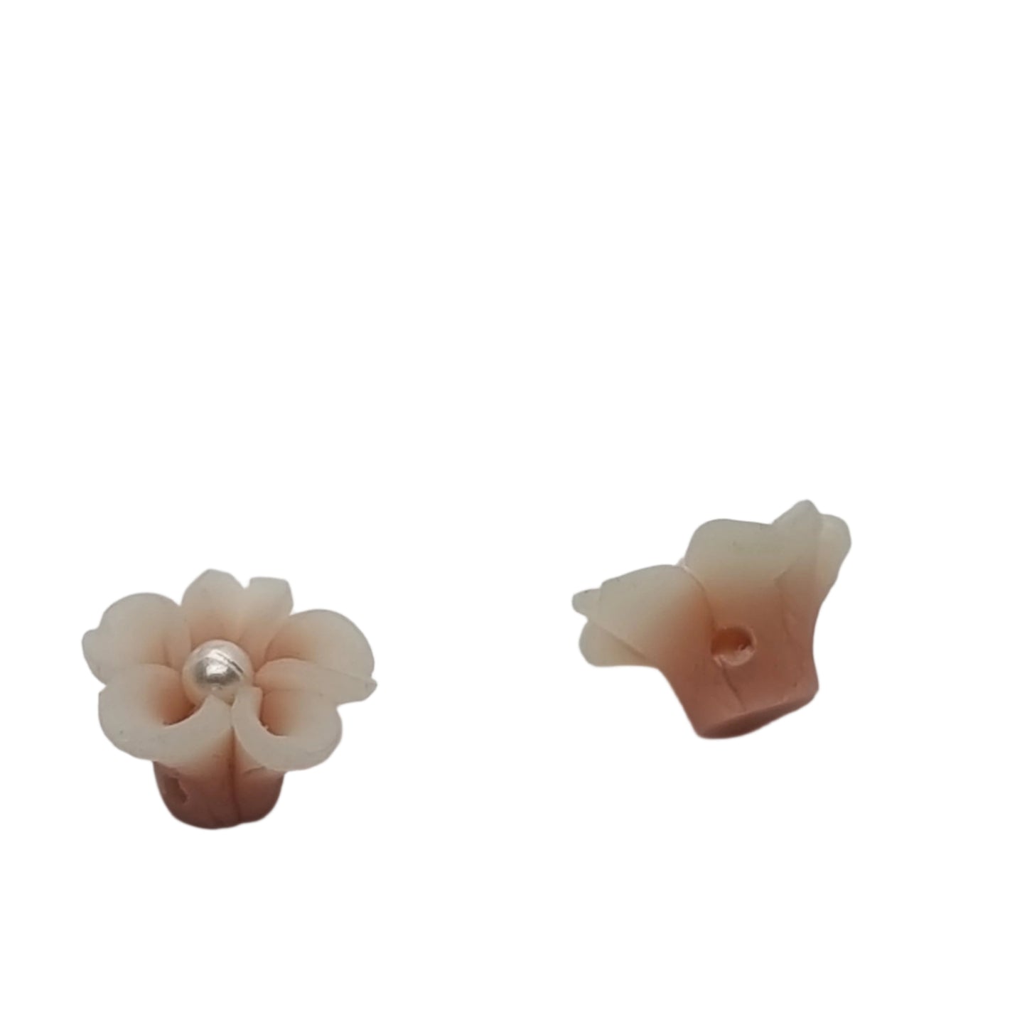 10pc Handmade Polymer Clay Pearl Flower Beads