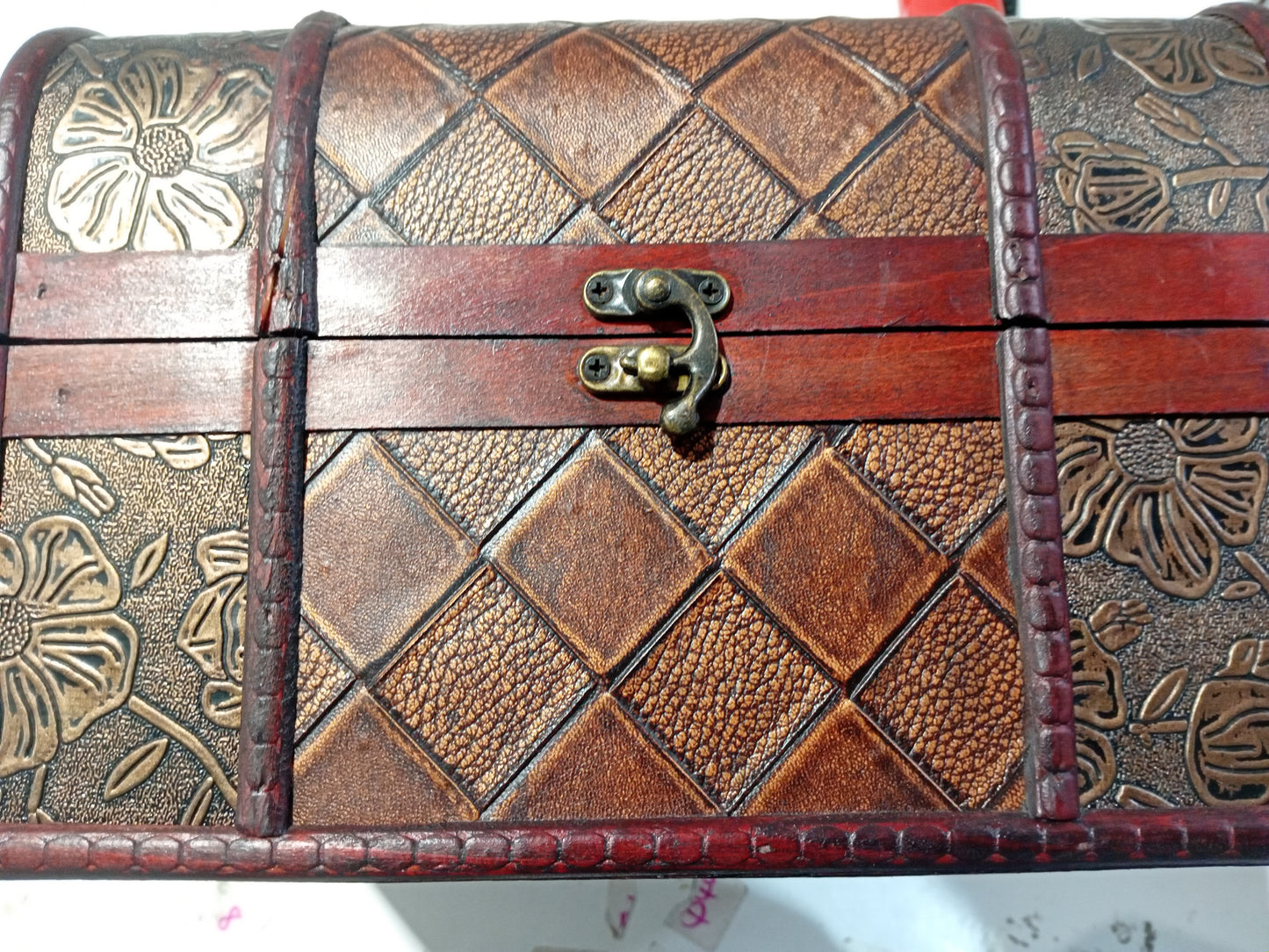 CLEARANCE! Large Wooden Flower Treasure Chest