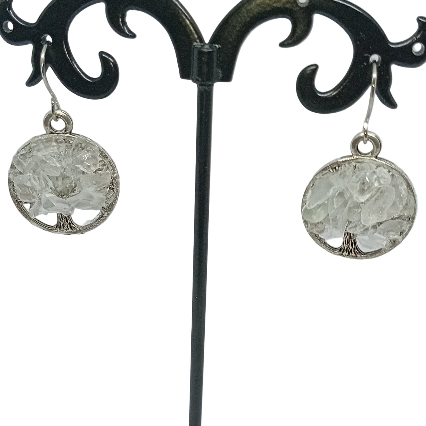 Clear Quartz Tree Of Life Earrings