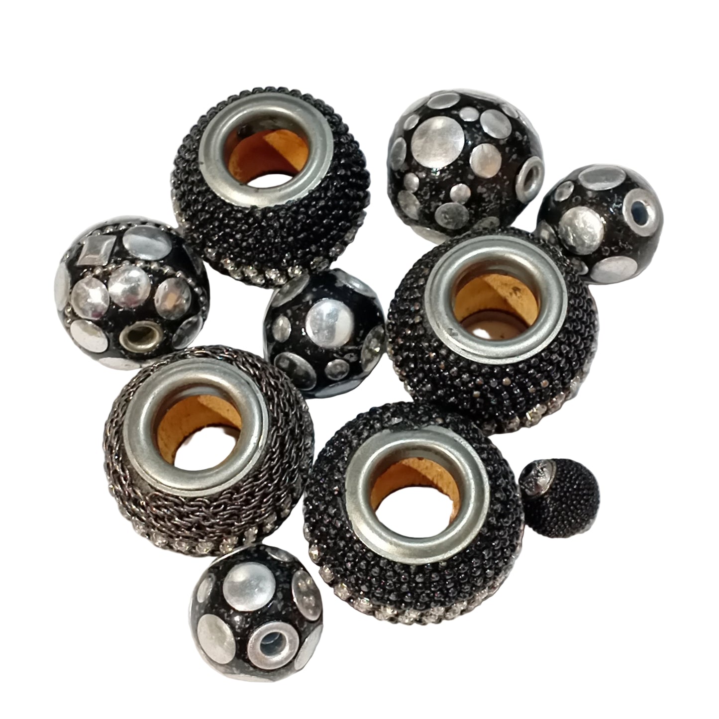 CLEARANCE! 10pc Mixed Lot Of Black Kashmiri Beads