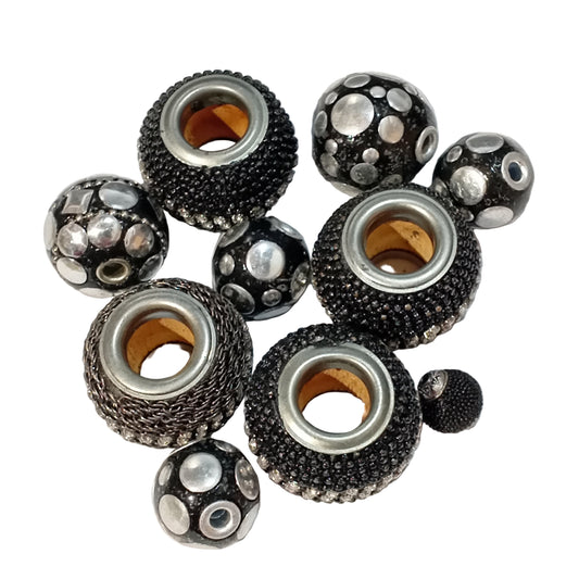 CLEARANCE! 10pc Mixed Lot Of Black Kashmiri Beads