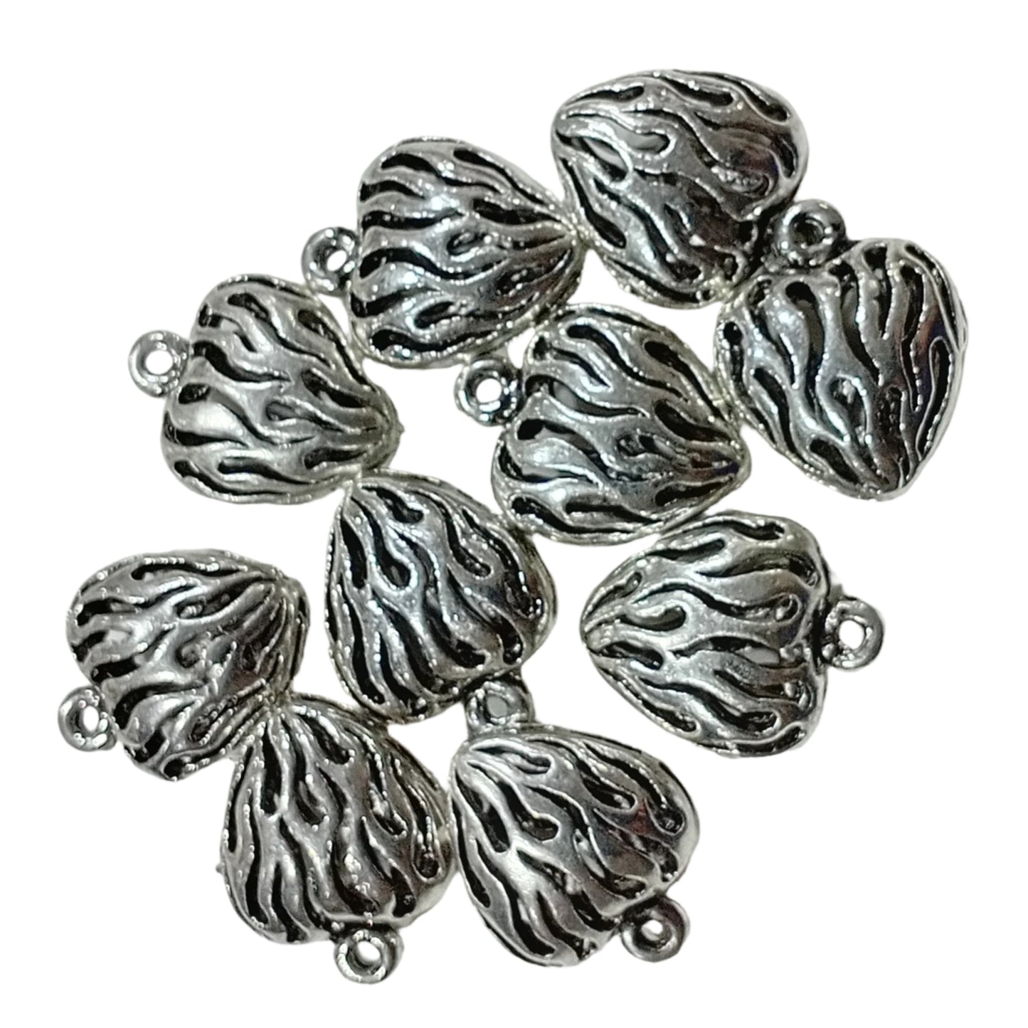 10pc Patterned Heart Charms