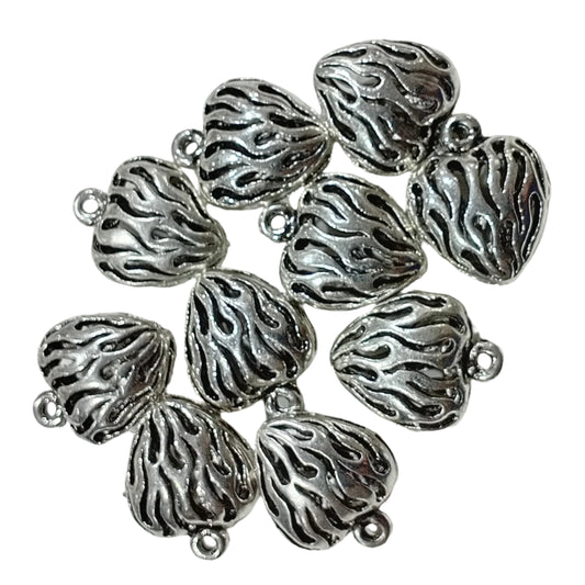 10pc Patterned Heart Charms