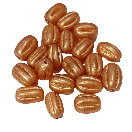 20pc Large Metallic Bronze Oval Glass Beads