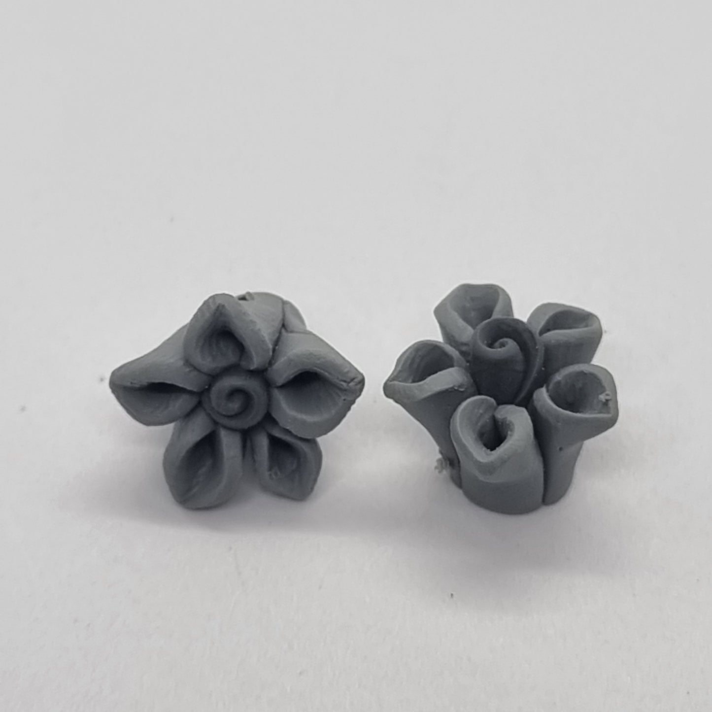 Handmade Polymer Clay Grey Flower Bead