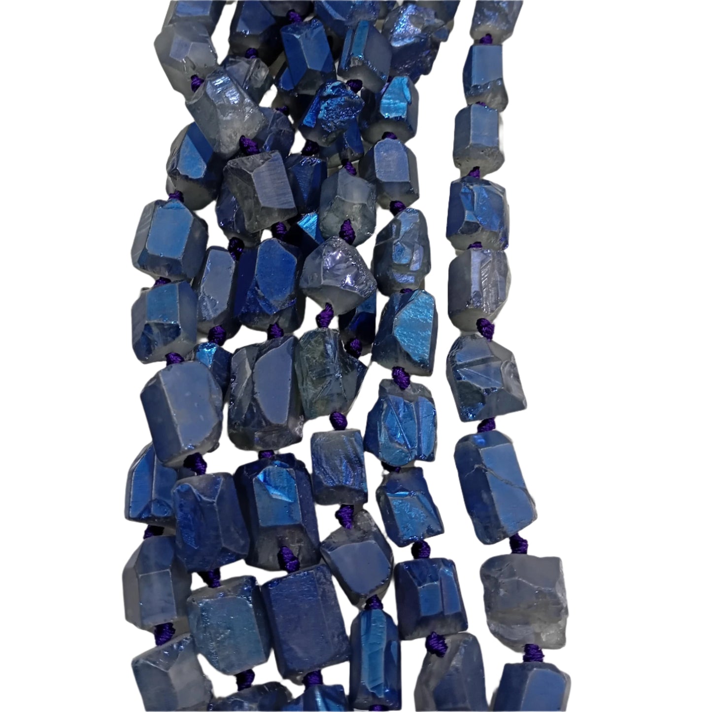 Rough Titanium Electroplated Quartz Beads