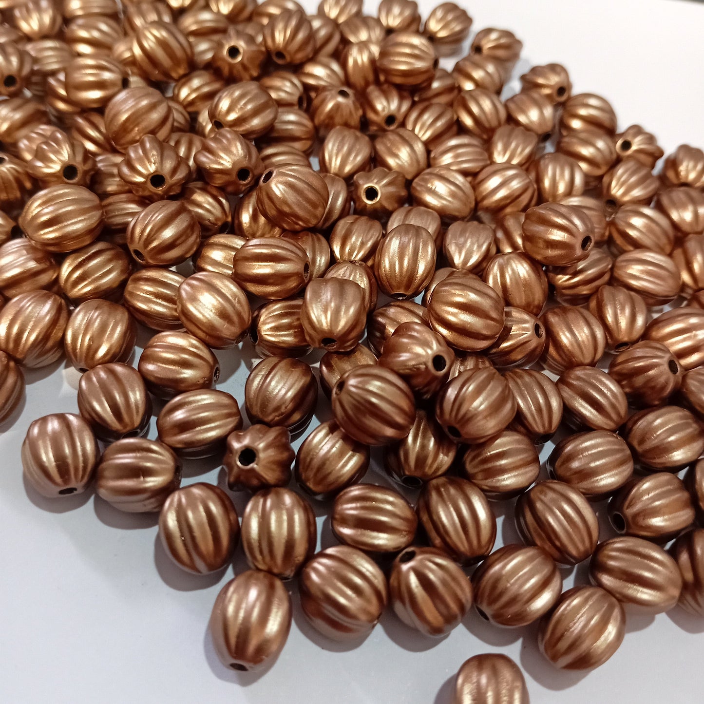 50g 8mm Golden Brown Fluted Acrylic Beads