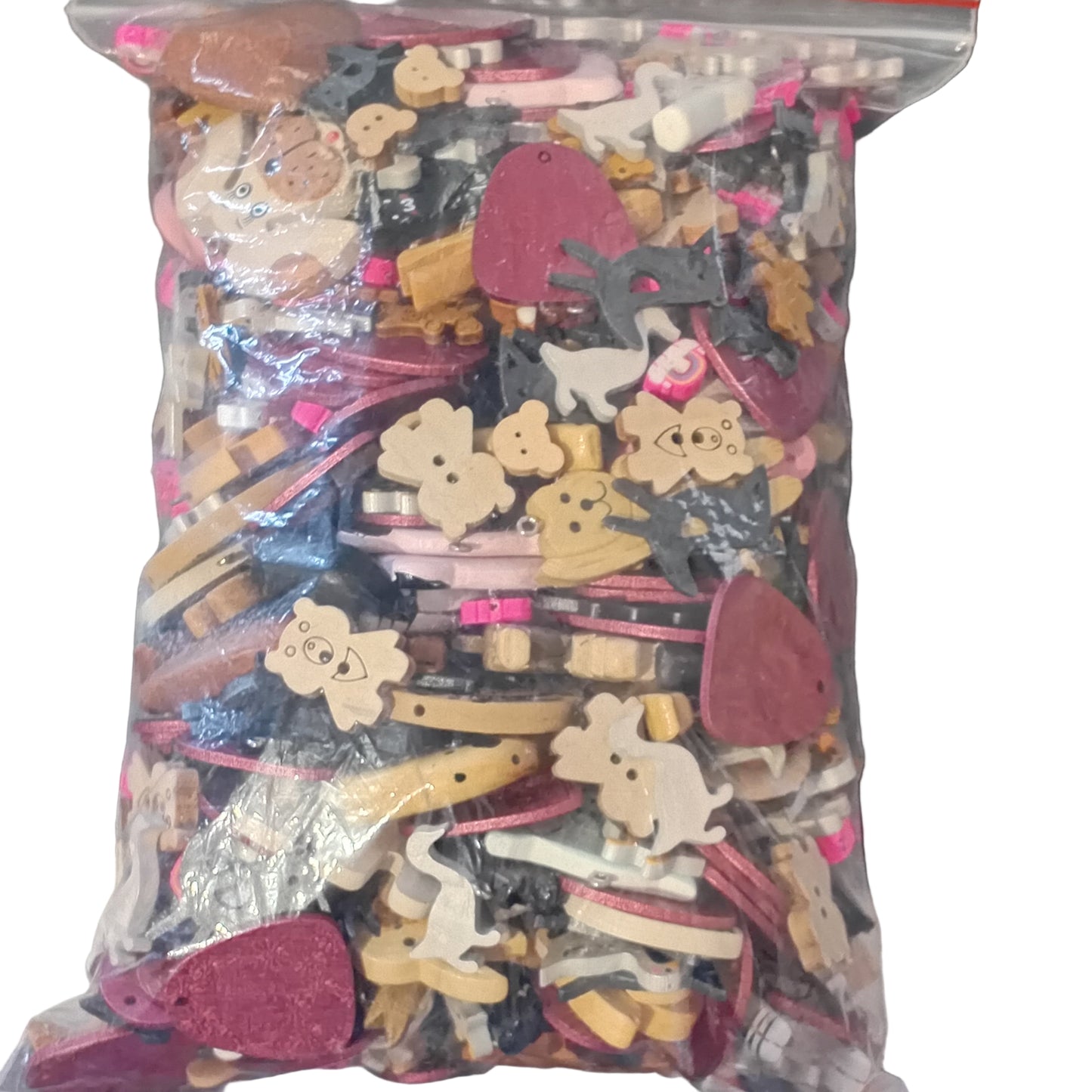 CLEARANCE! Large Pack Of Fun Wooden Buttons & Pendants