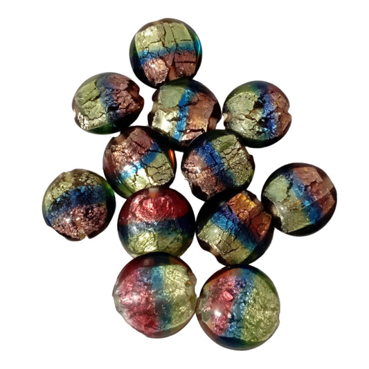 LAST 1! 12pc Black & Multicoloured Lampwork Beads