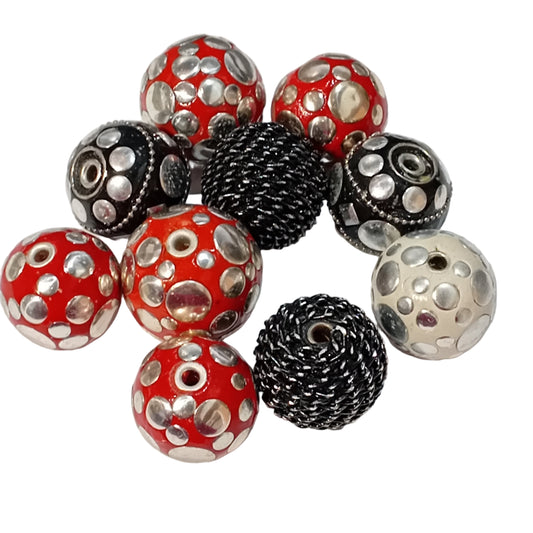 CLEARANCE! 10pc Large Kashmiri Beads Mixed Colours