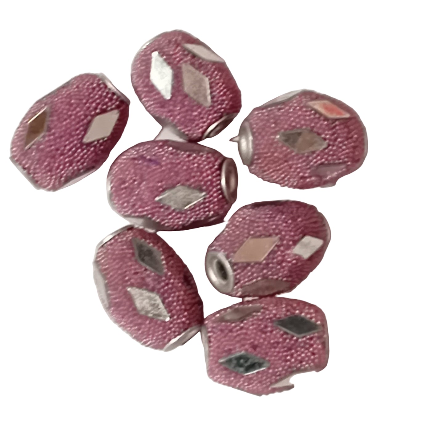 CLEARANCE! 7pc Purple & Silver Oval Kashmiri Beads