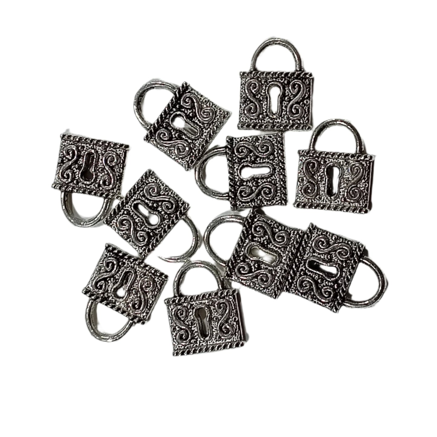 10pc  Antique Style Padlock Charms