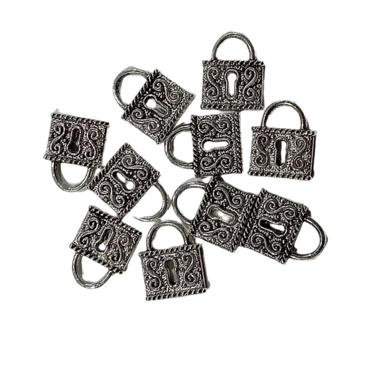 10pc  Antique Style Padlock Charms