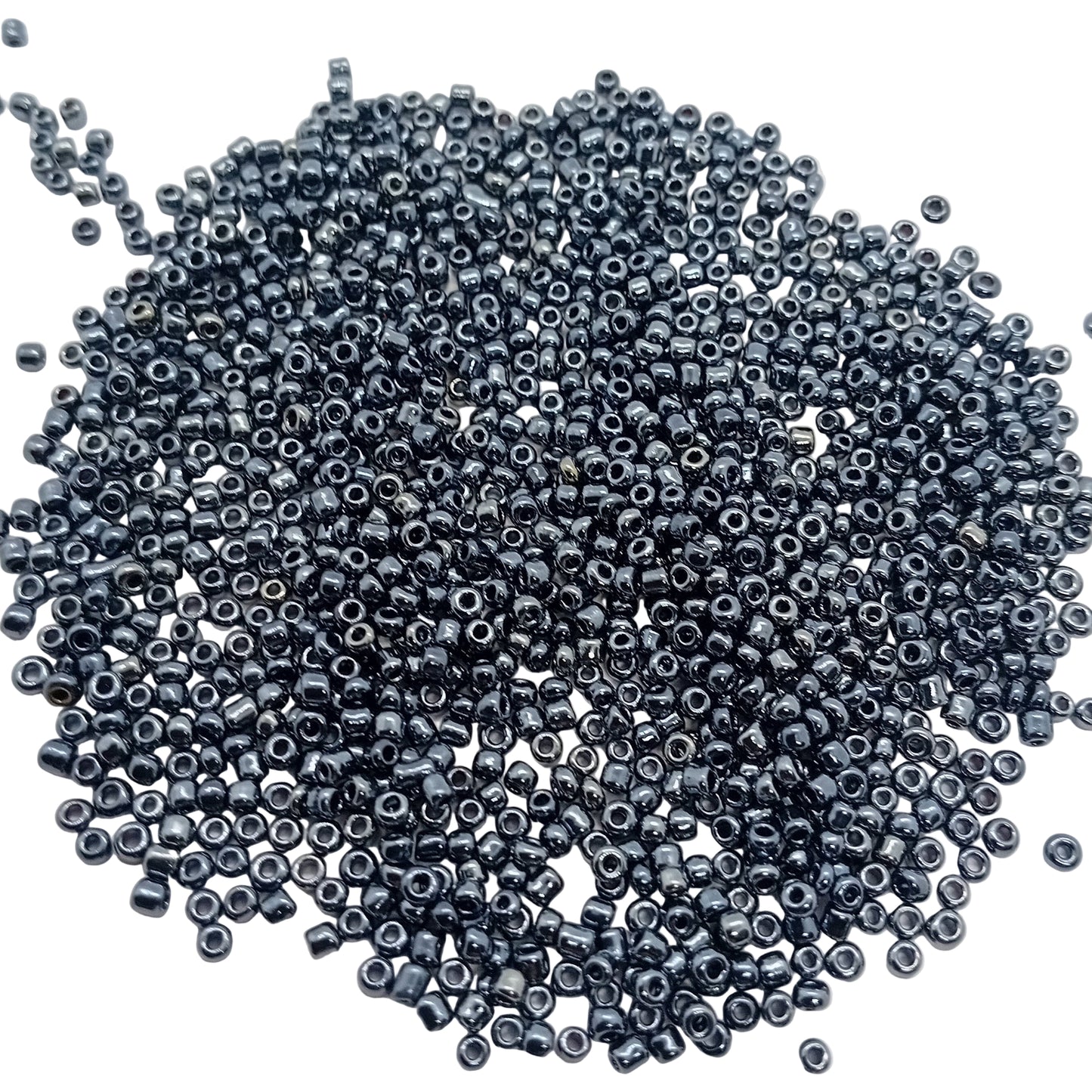 15g 11/0 2mm Gunmetal Black Seed Beads