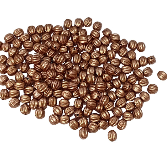 50g 8mm Golden Brown Fluted Acrylic Beads