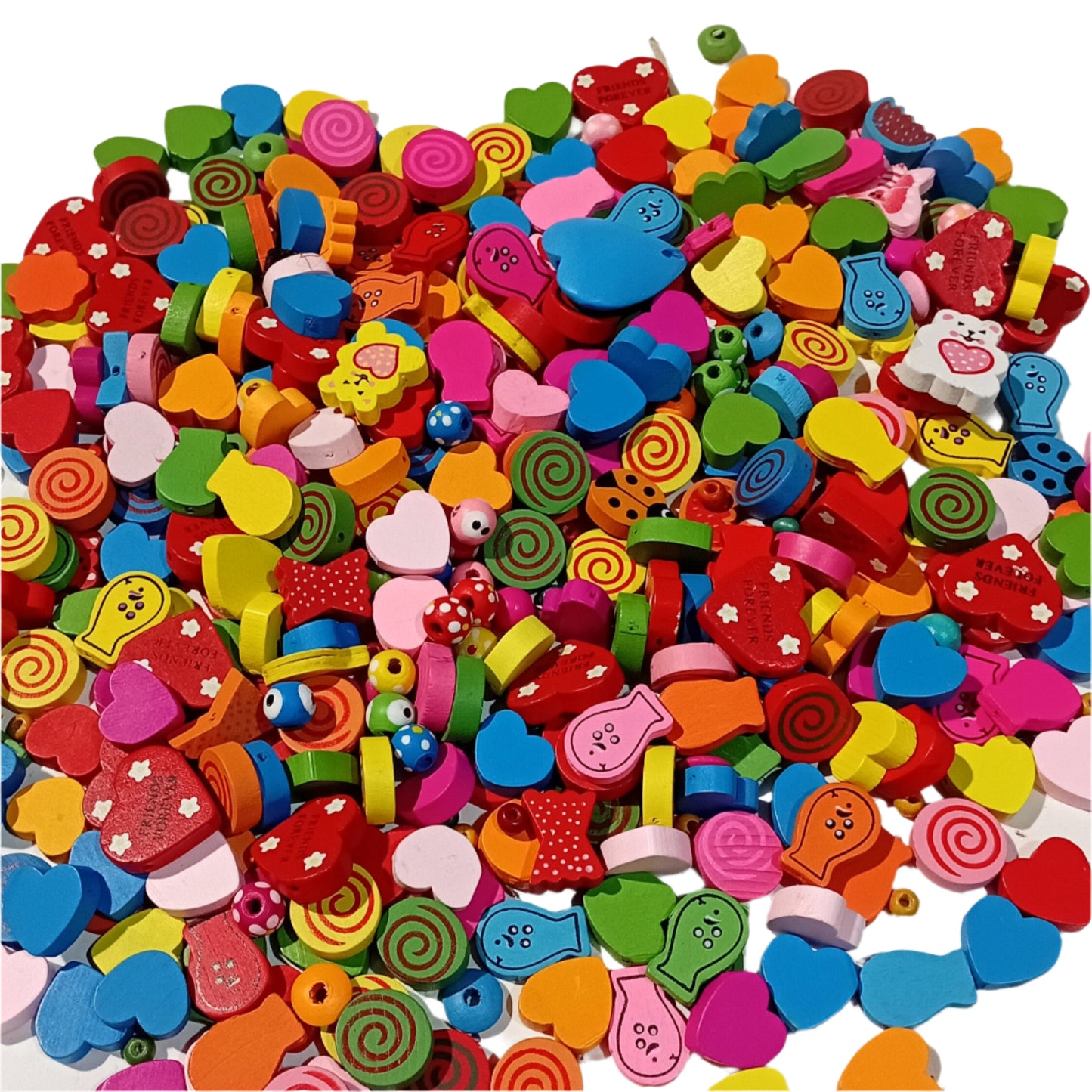 Large Bag Of Colorful Wooden Beads