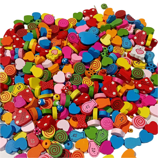 Large Bag Of Colorful Wooden Beads