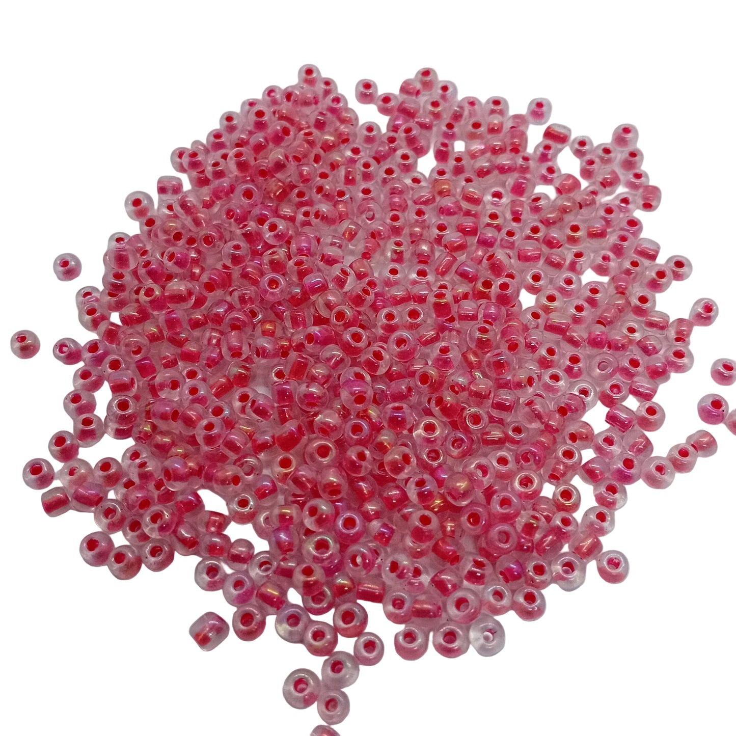 15g 8/0 3mm Pink Lined Seed Beads - 6 Left In Stock!