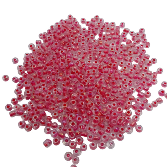 15g 8/0 3mm Pink Lined Seed Beads - 6 Left In Stock!