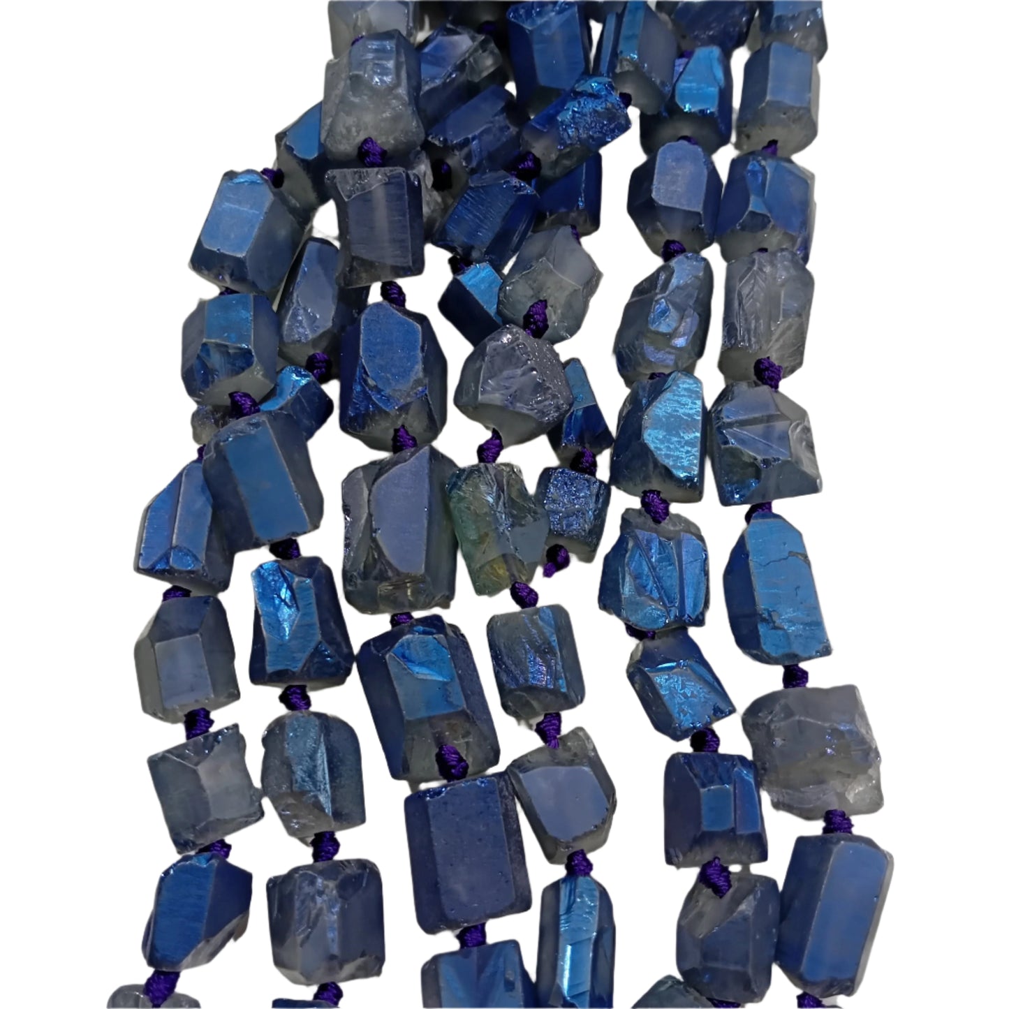 Rough Titanium Electroplated Quartz Beads