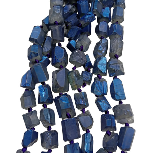 Rough Titanium Electroplated Quartz Beads