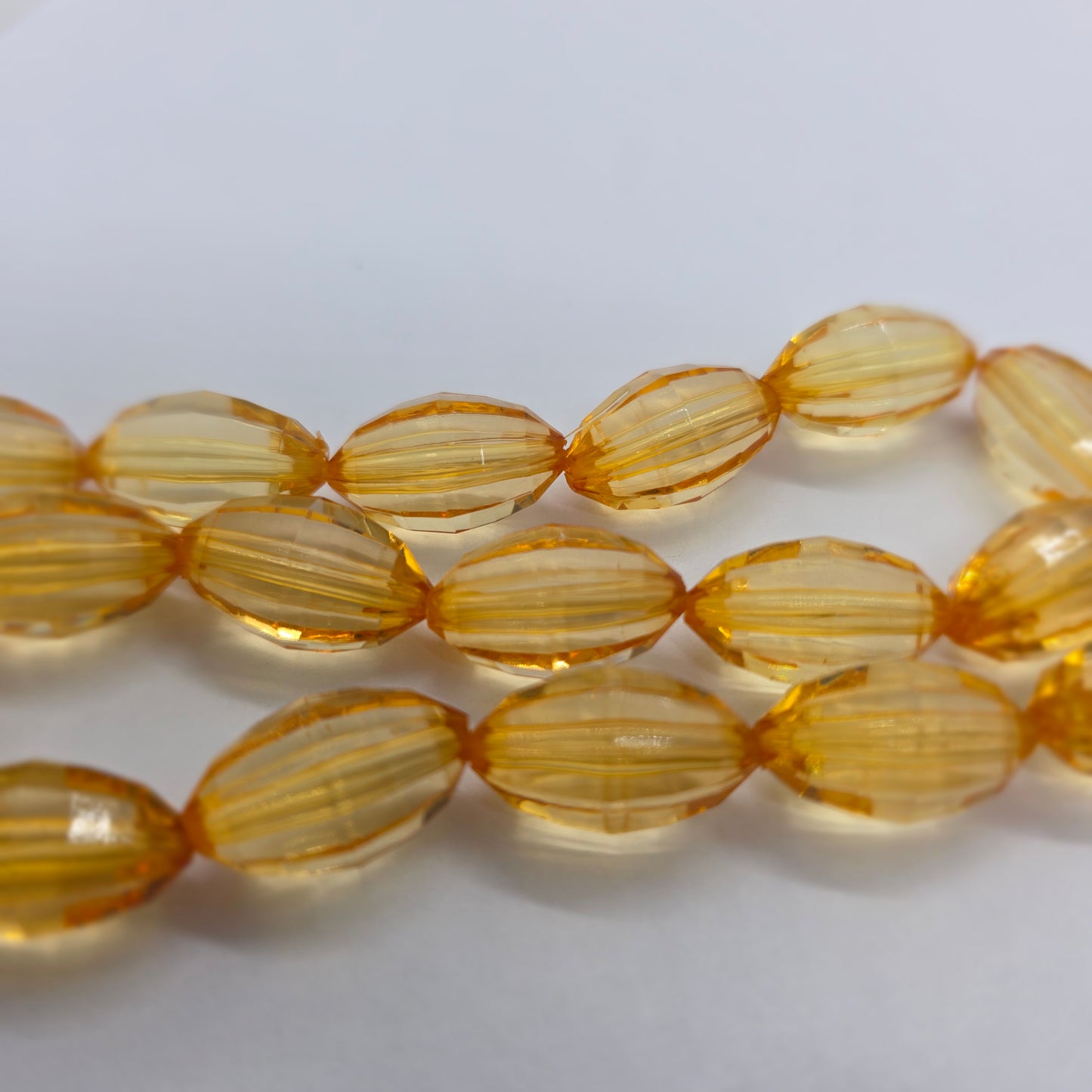 20mm Oval Dark Orange Faceted Acrylic Beads