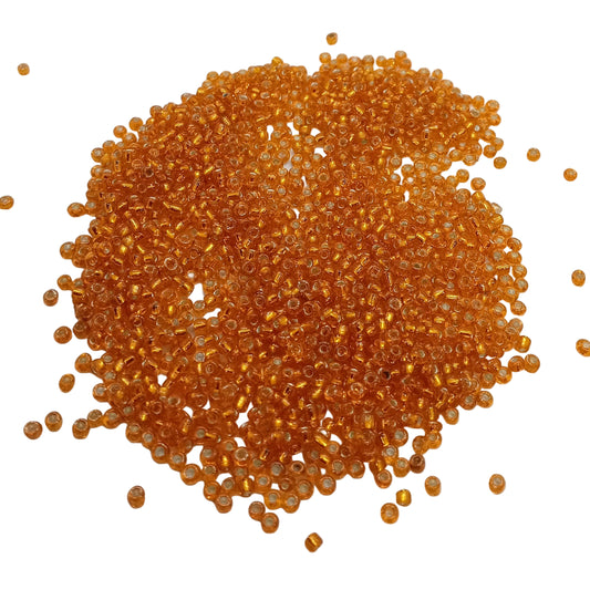 15g 11/0 2mm Orange Silver Lined Seed Beads