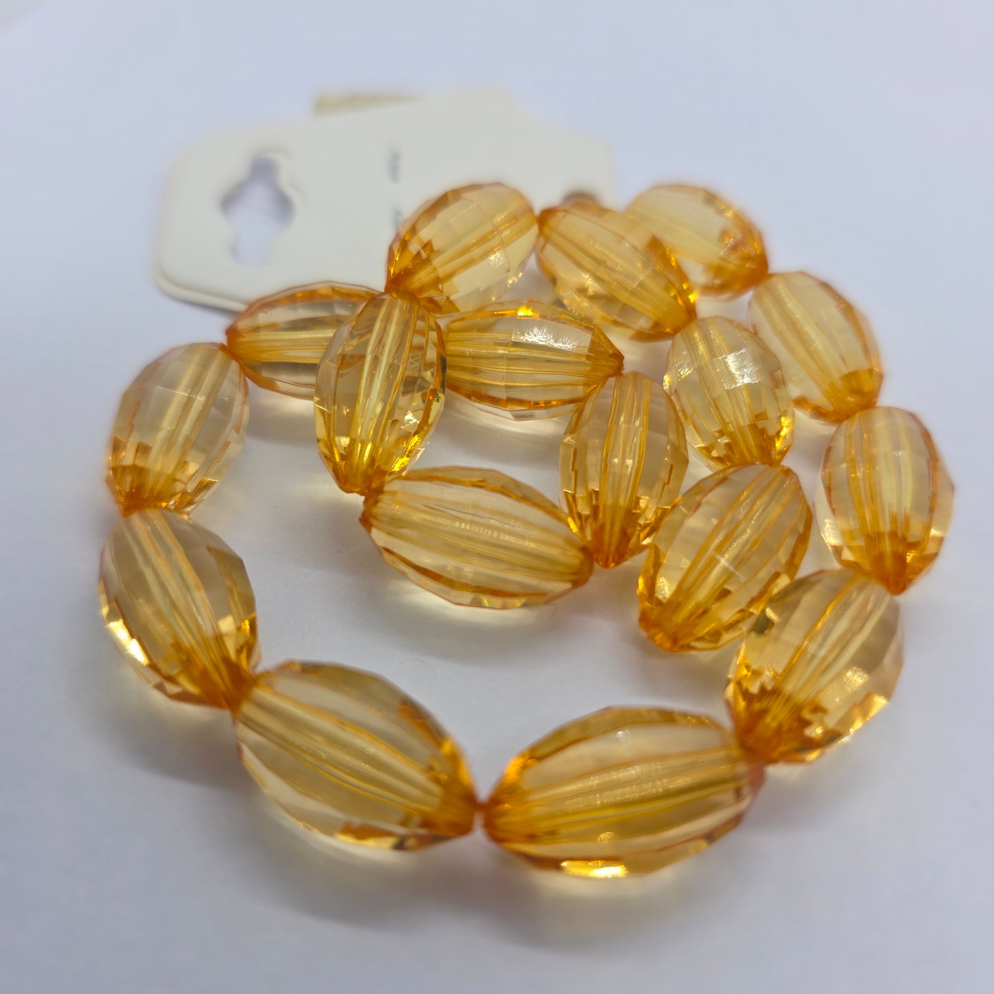 20mm Oval Dark Orange Faceted Acrylic Beads