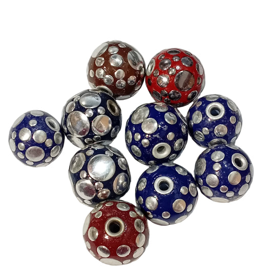 CLEARANCE! 10pc Kashmiri Beads With Dark Colours