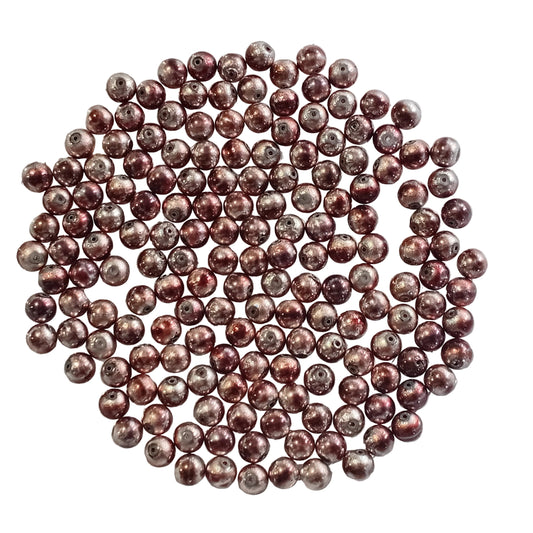 6mm Metallic Pink & Grey Metal Beads