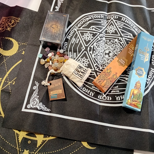 Crystal Mats, Incense & Tarot Card Bundle