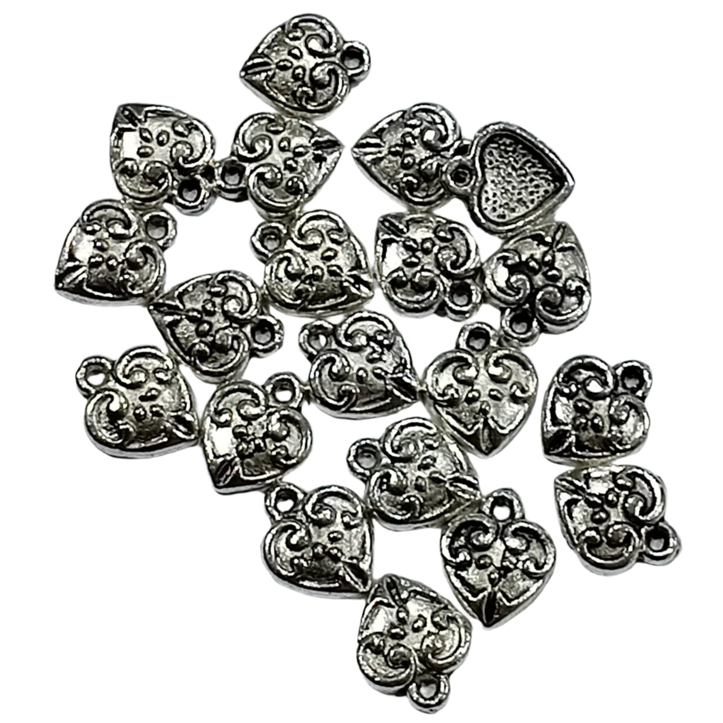 20pc Silver Heart Charms
