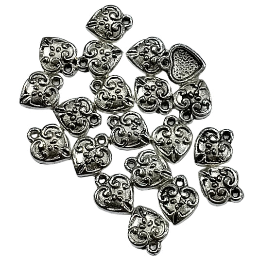 20pc Silver Heart Charms