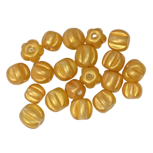 20pc Metallic Gold Glass Beads
