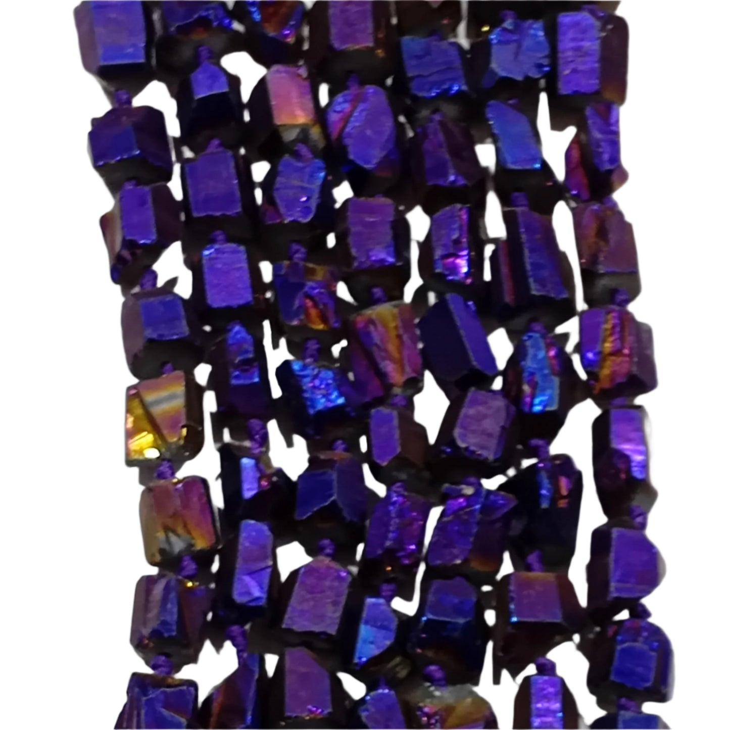 Rough Rainbow Electroplated Quartz Beads
