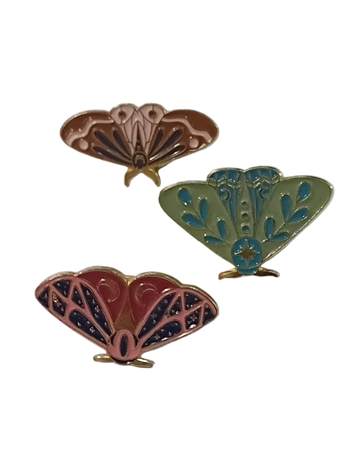 Trio Of Brass Butterfly Pins
