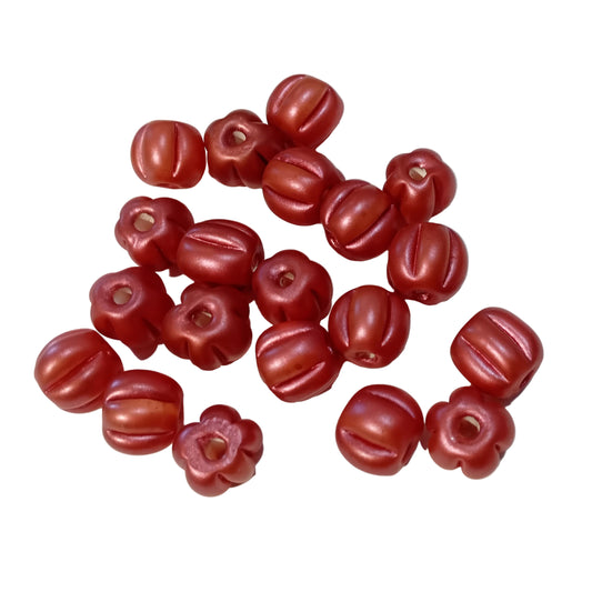 20pc Metallic Red Glass Beads