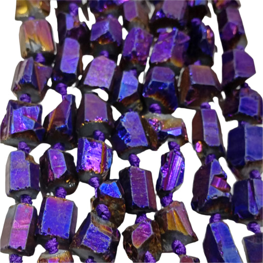 Rough Rainbow Electroplated Quartz Beads