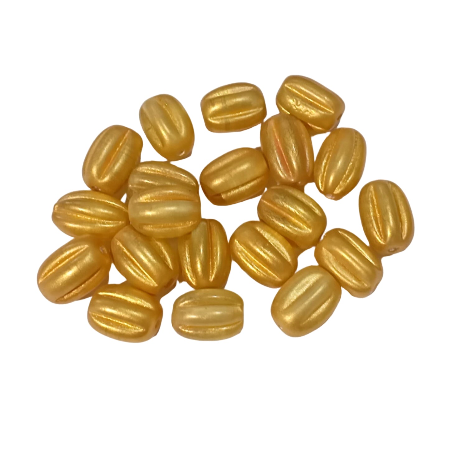 20pc Large Metallic Gold Oval Glass Beads