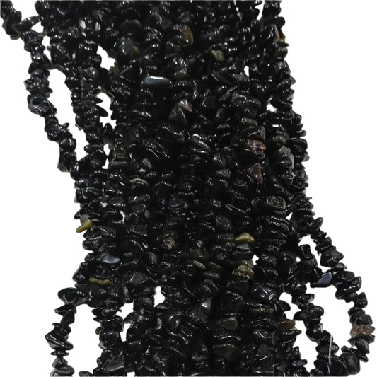 Black Tourmaline Chip Bead Strand