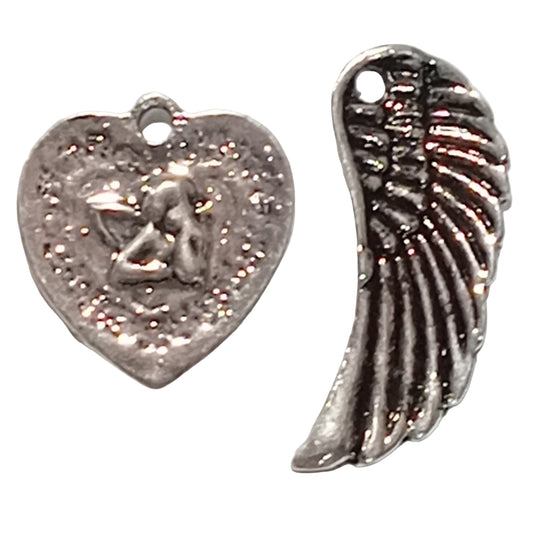 20pc Silver Angel Pendant & Wing Charms Pack
