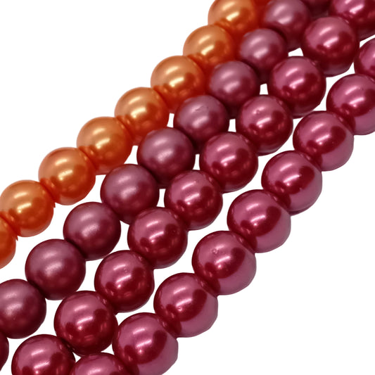 SALE! 4x Strings Of 8mm Pearl Glass Beads