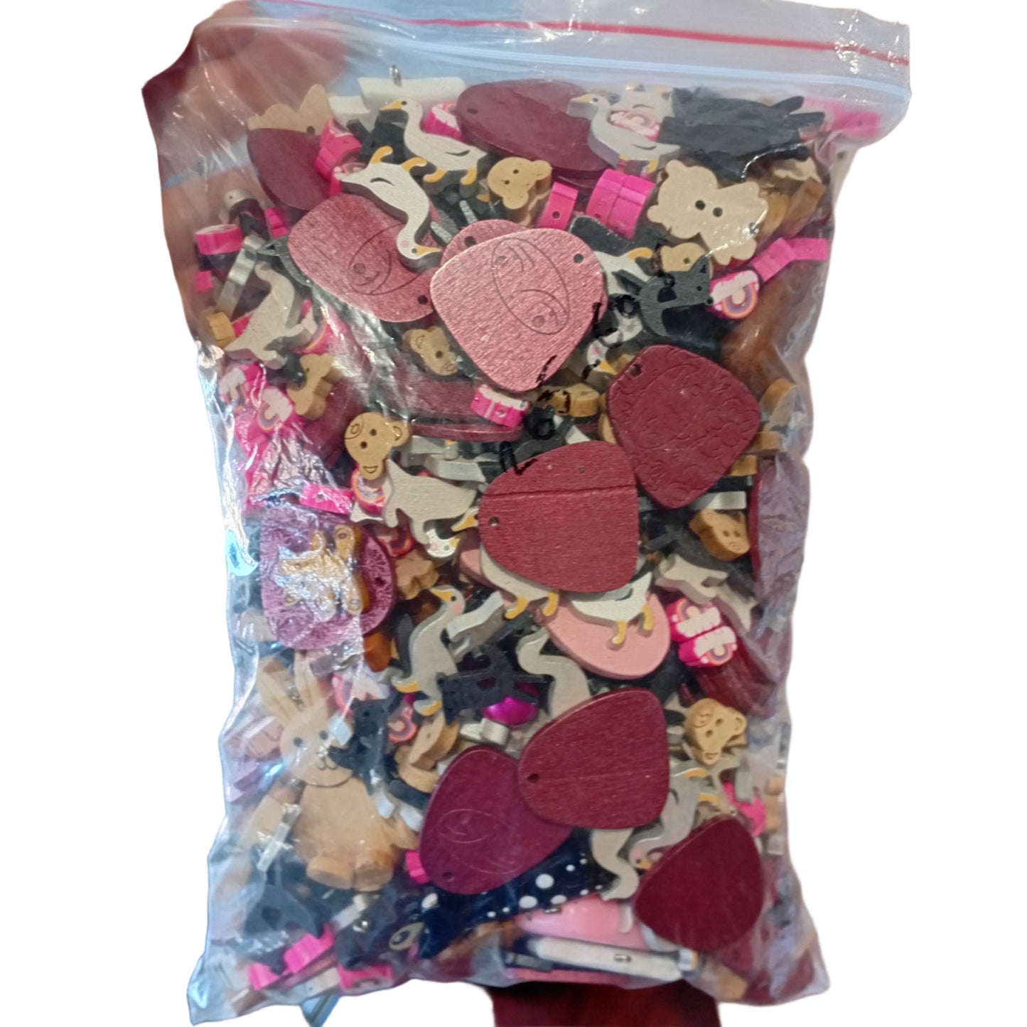 CLEARANCE! Large Pack Of Fun Wooden Buttons & Pendants