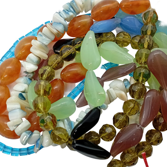 SALE! 6x Strings Of Acrylic & Glass Beads