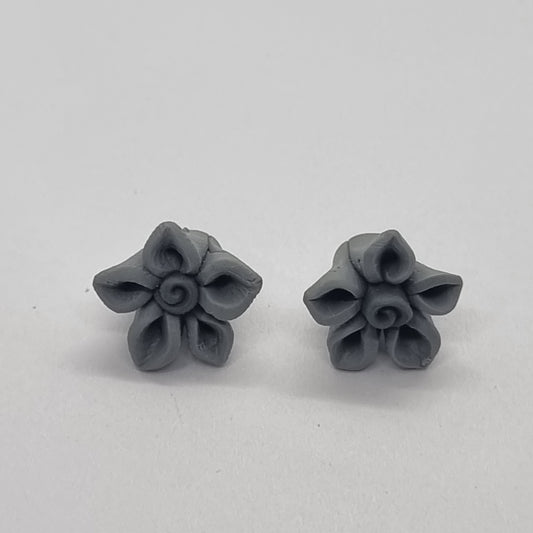 Handmade Polymer Clay Grey Flower Bead