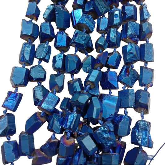 Blue Cobalt  Electroplated Quartz Beads