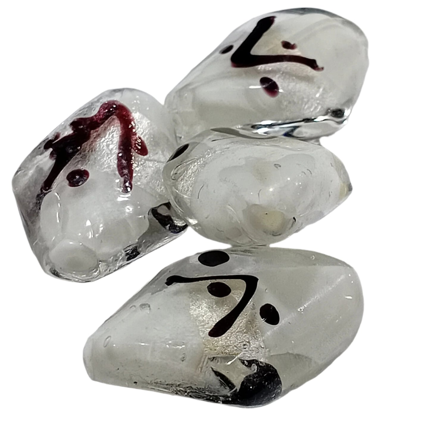 4pc Large Diamond Shaped Lampwork Beads
